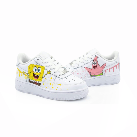 Spongebob x Patrick - Kid's Air Force 1 Custom